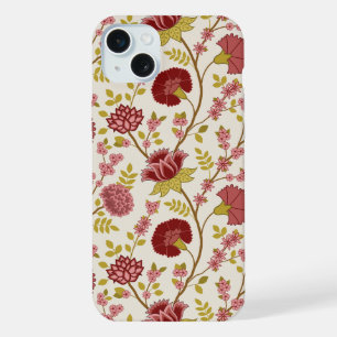 Jacobean Floral Grand Motif Reds Pinks Gold Creme