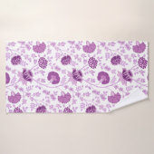 Jacobean Floral Grand Motif rose sur blanc (Serviette de bain)