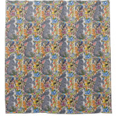 Jacobean Floral Lapin Lapin Oiseaux Douche Rideau (Devant)