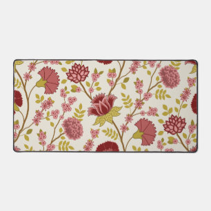 Jacobean Floral Lg Motif Reds Pinks Gold Crème