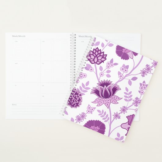 Jacobean Floral Lg Motif rose sur blanc (Devant avec enveloppe)