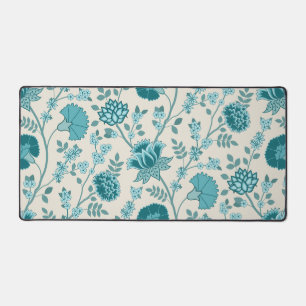 Jacobean Floral Lg Motif Teals sur Crème