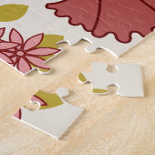 Jacobean Floral LG Pattern Reds Pinks Gold Cream Legpuzzel (Zijkant)