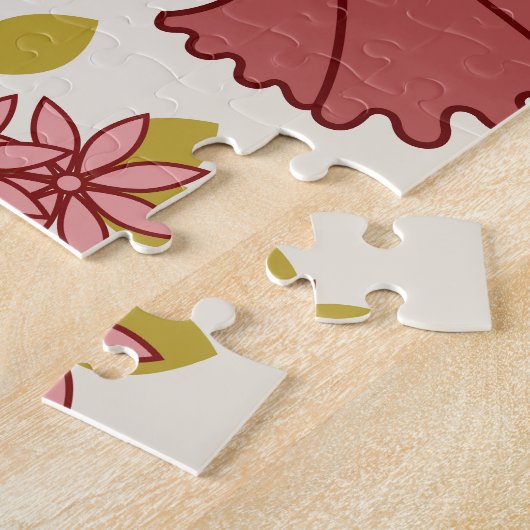 Jacobean Floral LG Pattern Reds Pinks Gold Cream Legpuzzel (Zijkant)