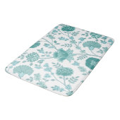 Jacobean Floral Lg Pattern Teals op wit Badmat (Gekanteld)