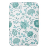 Jacobean Floral Lg Pattern Teals op wit Badmat (Voorkant Verticaal)
