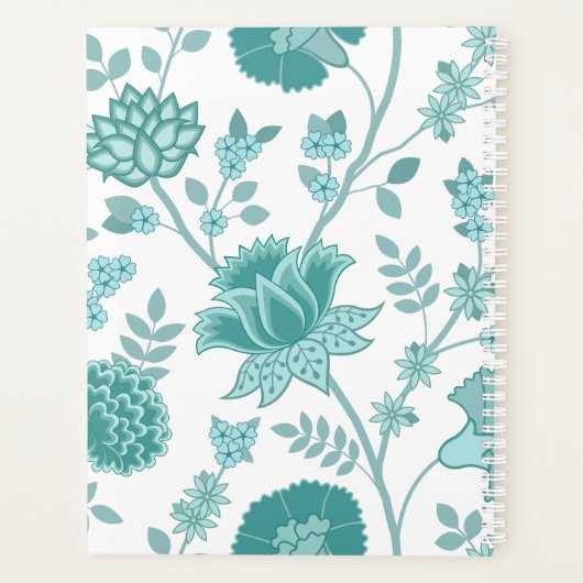 Jacobean Floral Lg Pattern Teals op wit Planner (Achterkant)