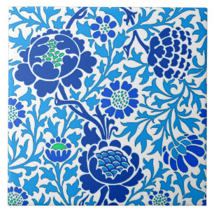 Jacobean Floral, Navy en Cerulean Blue Tegeltje