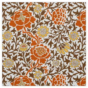 Jacobean Floral, Oranje Brown & Mustard Gold Stof