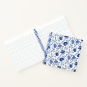 Jacobean Floral Pattern Blues op wit Notitieboek (Binnen)