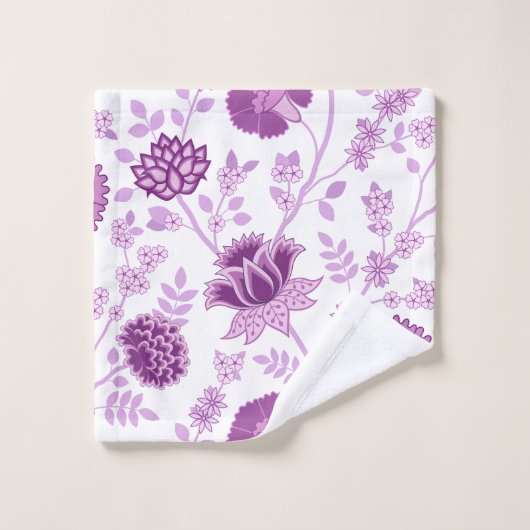 Jacobean Floral Pattern Pinks op wit Bad Handdoek (Wasdoekje)
