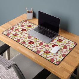 Jacobean Floral Pattern Reds Pinks Gold Cream Bureaumat