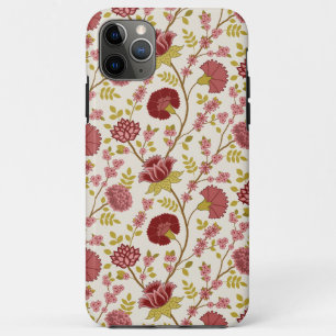 Jacobean Floral Pattern Reds Pinks Gold Cream iPhone 11 Pro Max Hoesje