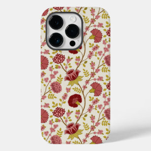 Jacobean Floral Pattern Reds Pinks Gold Cream Case-Mate iPhone 14 Pro Hoesje