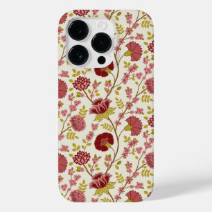 Jacobean Floral Pattern Reds Pinks Gold Cream Case-Mate iPhone 14 Pro Hoesje