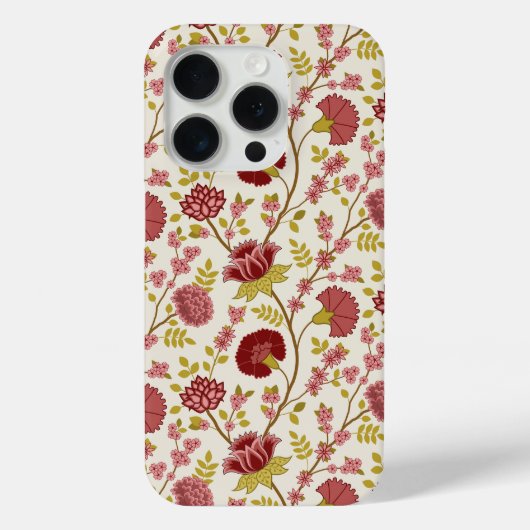 Jacobean Floral Pattern Reds Pinks Gold Cream Case-Mate iPhone Case (Achterkant)