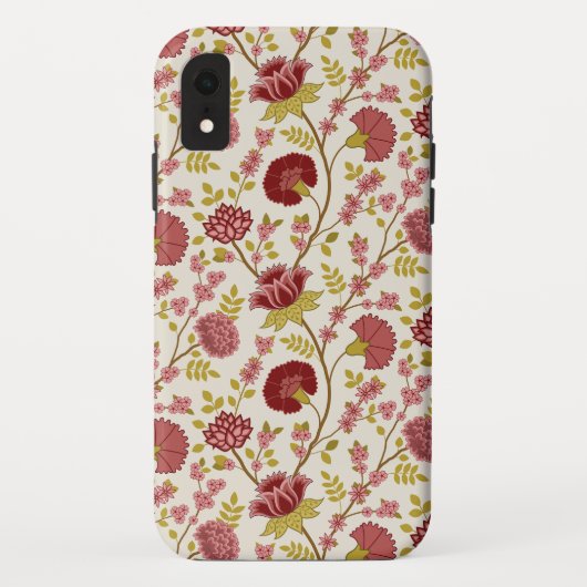 Jacobean Floral Pattern Reds Pinks Gold Cream Case-Mate iPhone Case (Achterkant)
