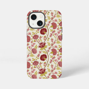 Jacobean Floral Pattern Reds Pinks Gold Cream iPhone 13 Mini Hoesje