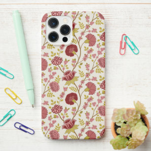 Jacobean Floral Pattern Reds Pinks Gold Cream iPhone 12 Pro Max Hoesje