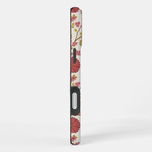 Jacobean Floral Pattern Reds Pinks Gold Cream iPhone Hoesje (Rechterkant)