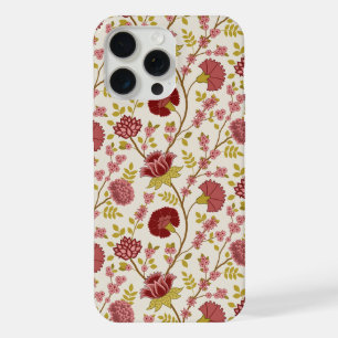 Jacobean Floral Pattern Reds Pinks Gold Cream iPhone 15 Pro Max Hoesje