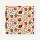 Jacobean Floral Pattern Reds Pinks Gold Cream Notitieboek (Voorkant)