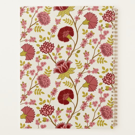 Jacobean Floral Pattern Reds Pinks Gold Cream Planner (Achterkant)