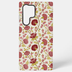 Jacobean Floral Pattern Reds Pinks Gold Cream Samsung Galaxy Hoesje