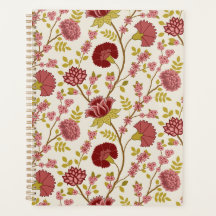 Jacobean Floral Pattern Rouge Rose Gold Crème