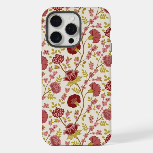 Jacobean Floral Pattern Rouge Rose Gold Crème (Verso)