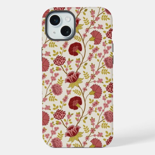 Jacobean Floral Pattern Rouge Rose Gold Crème (Verso)