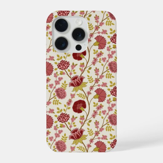 Jacobean Floral Pattern Rouge Rose Gold Crème (Verso)