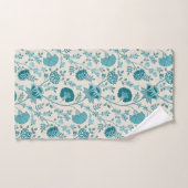 Jacobean Floral Pattern Teals op Cream Bad Handdoek (Handdoek)
