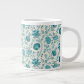 Jacobean Floral Pattern Teals op Cream Extra Grote Beker (Rechts)