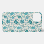 Jacobean Floral Pattern Teals op Cream iPhone Hoesje (Achterkant horizontaal)