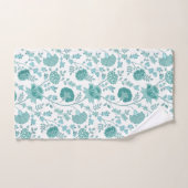 Jacobean Floral Pattern Teals op wit Bad Handdoek (Handdoek)