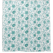 Jacobean Floral Pattern Teals op wit Douchegordijn (Voorkant)