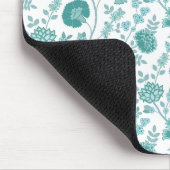 Jacobean Floral Pattern Teals op wit Muismat (Hoek)