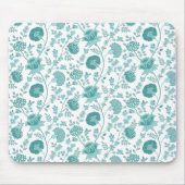 Jacobean Floral Pattern Teals op wit Muismat (Voorkant)