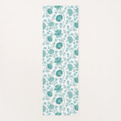 Jacobean Floral Pattern Teals op wit Yogamat (Voorkant)