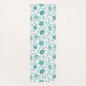Jacobean Floral Pattern Teals op wit Yogamat (Achterkant)