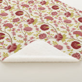 Jacobean Floral Rpt Pattern Reds Pinks Gold Cream Sherpa Deken (3/4)
