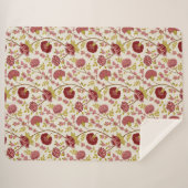 Jacobean Floral Rpt Pattern Reds Pinks Gold Cream Sherpa Deken (Voorkant (horizontaal))