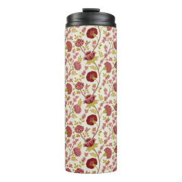 Jacobean Floral Rpt Pattern Reds Pinks Gold Cream Thermosbeker