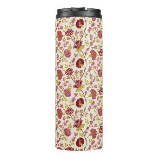 Jacobean Floral Rpt Pattern Reds Pinks Gold Cream Thermosbeker (Achterkant)