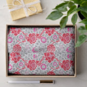 Jacobean Floral Wallpaper, Deep Red, Pink & Grey Tissuepapier (Geschenk)