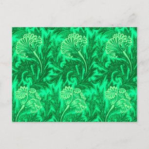 Jacobean Flower Damask, Emerald en Lime Green Briefkaart