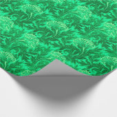 Jacobean Flower Damask, Emerald en Lime Green Cadeaupapier (Hoek)