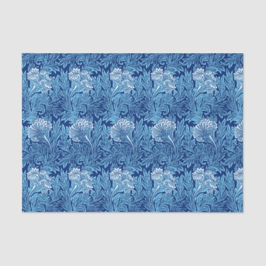 Jacobean Flower Damask, Sky Blue en White Tissuepapier (Voorkant)