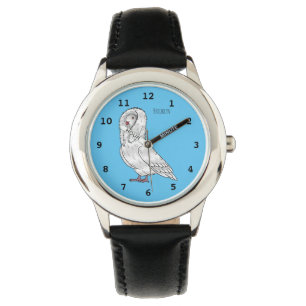 Jacobin duif vogel cartoon illustratie horloge
